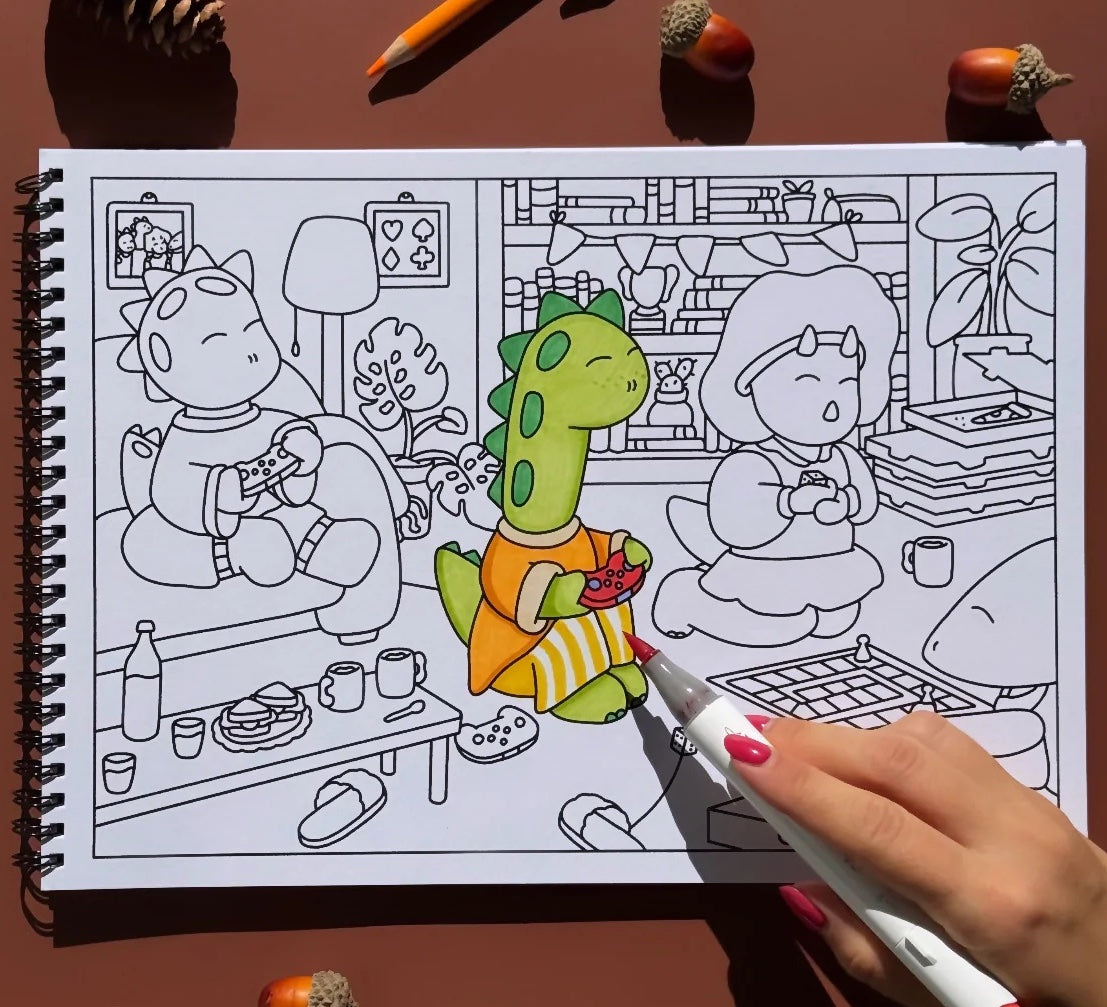 Dinosauri fanno cose da colorare in autunno