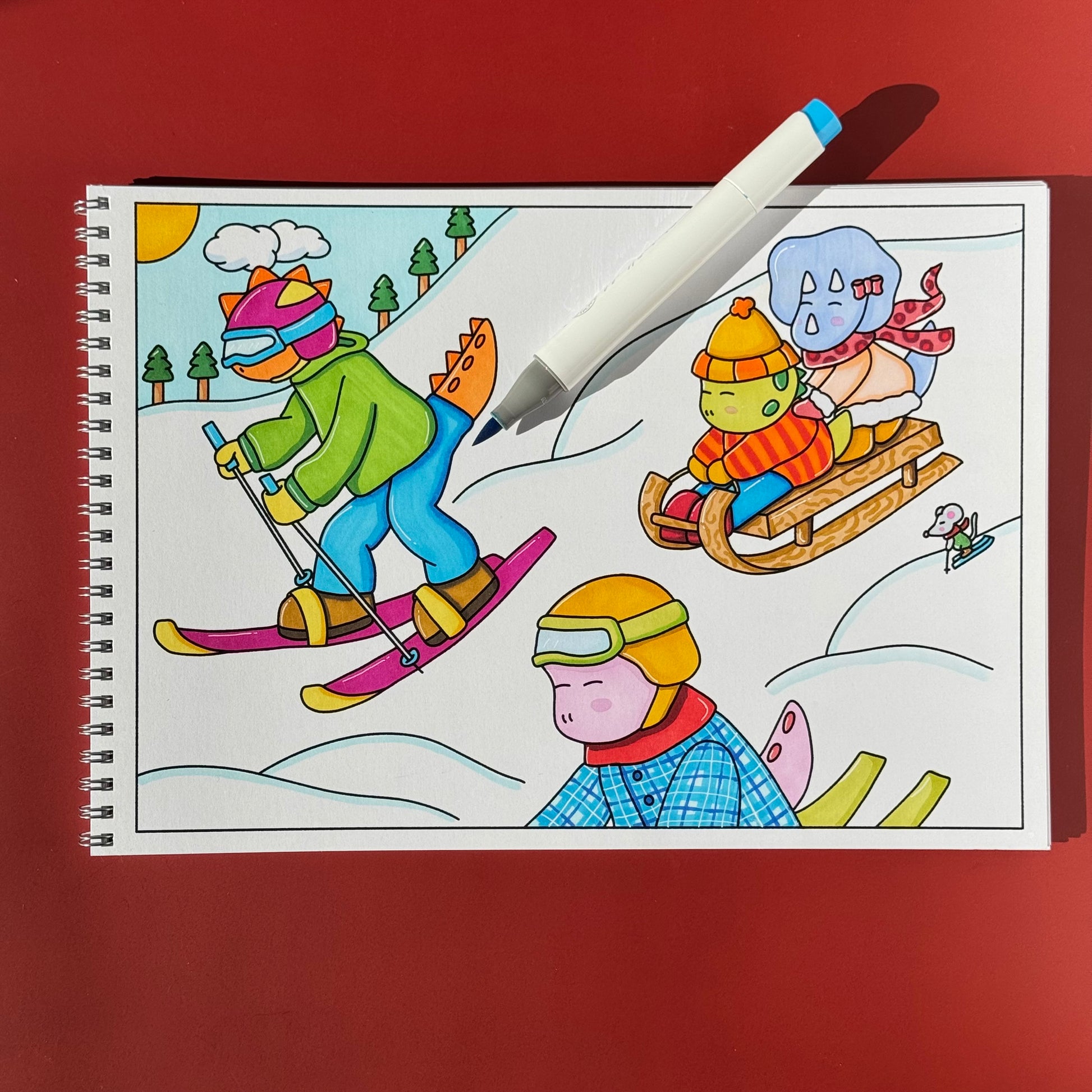 Dinosauri fanno cose da colorare in inverno