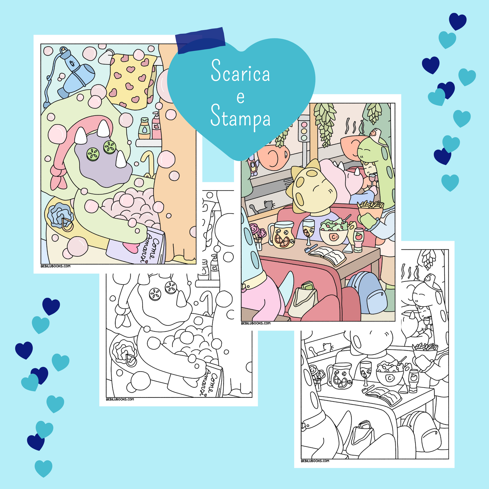 Dino Self Love - disegni DIGITALI da stampare