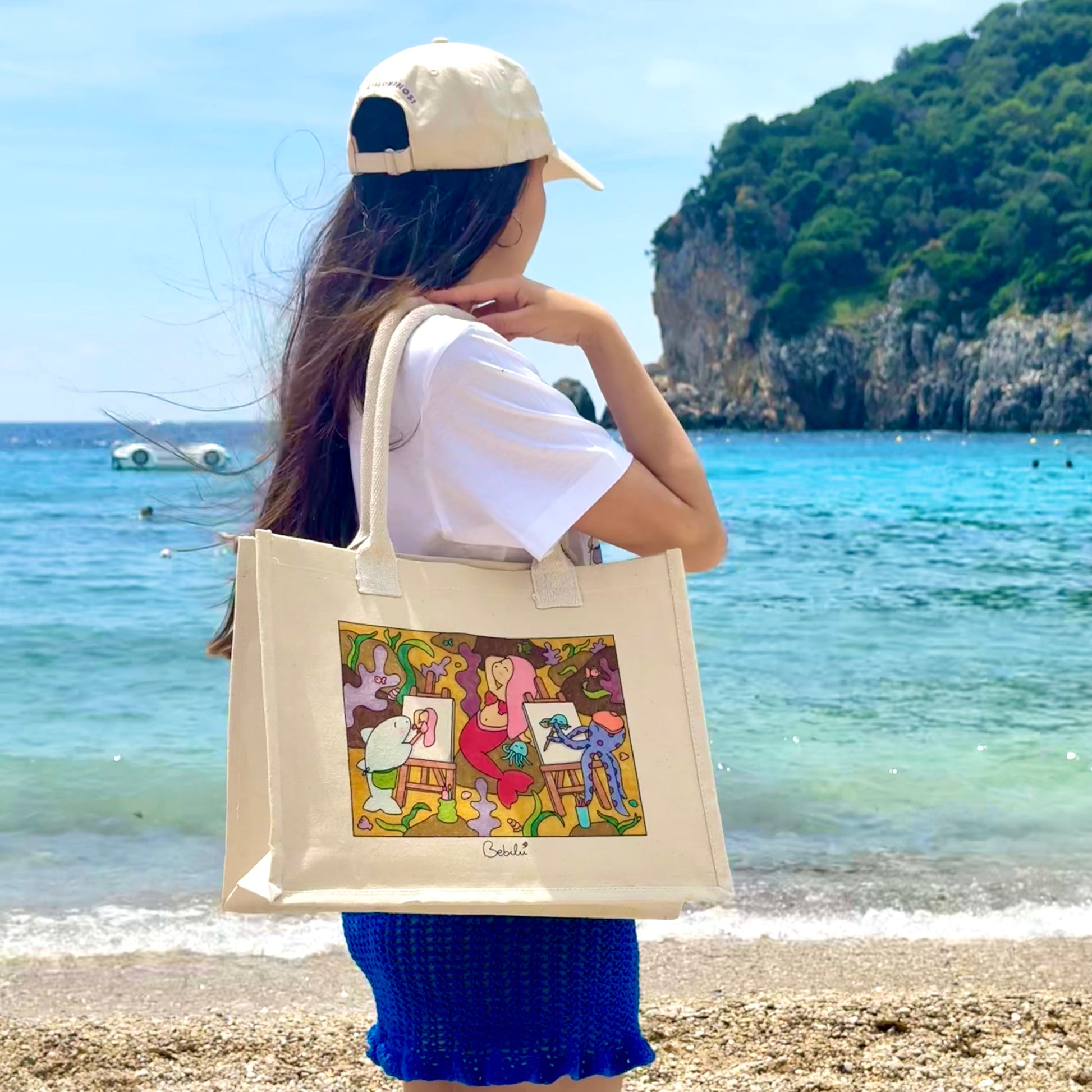 Borsa di tela Sirena e medusina da colorare