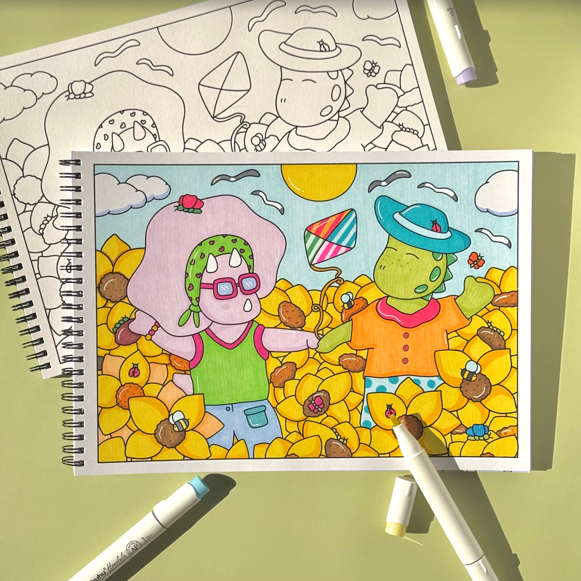 Dinosauri fanno cose da colorare in primavera