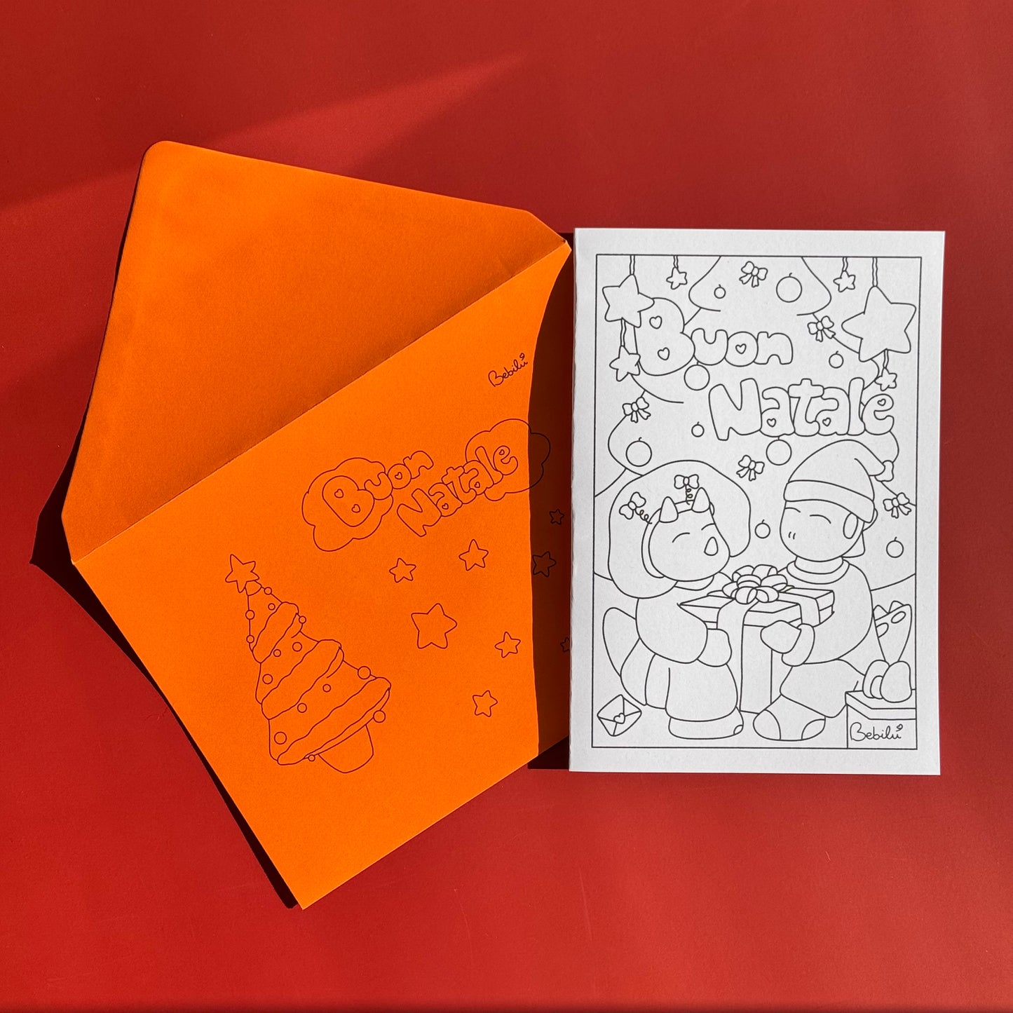 Biglietto Dino Auguri di Natale da colorare