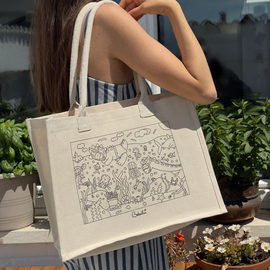 Borsa di tela Dino Estate da colorare